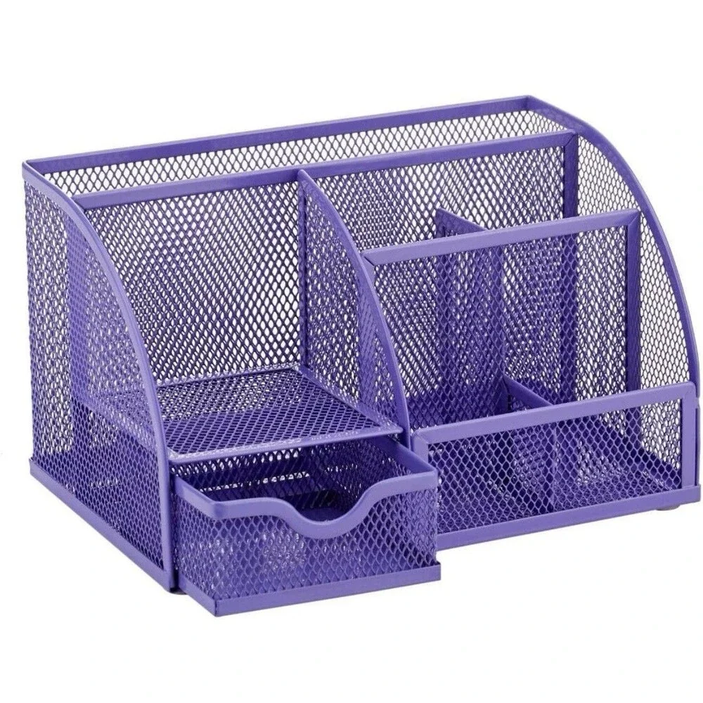 Mesh Desk Organizer Office with 7 Compartments + Drawer/Desk Tidy Candy/Pen